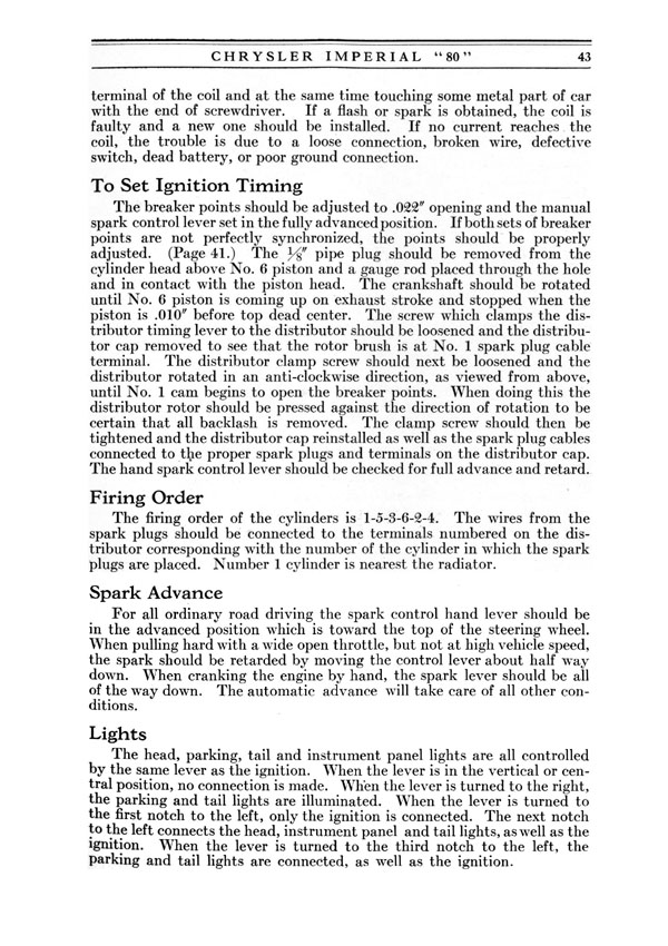1926 Chrysler Imperial 80 Operators Manual Page 25